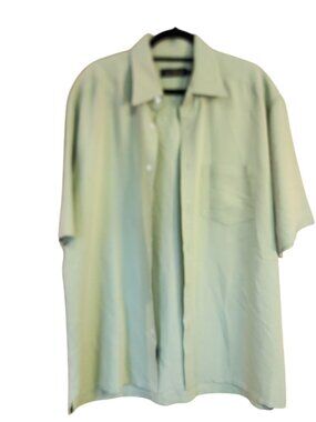 Vintage Bugatchi Uomo Dress Shirt Short Sleeve Button Up Mens Size XL
